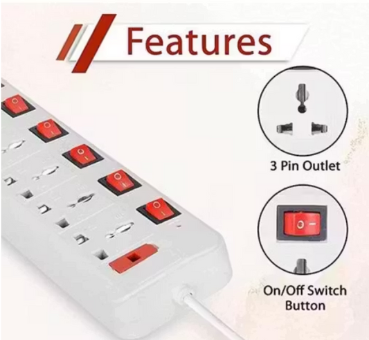 7 Socket Power Strip Extension Board