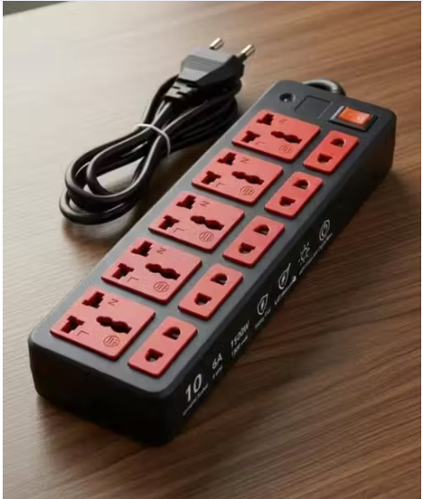 Electric Board Extension Cord Power Strip – 10 Socket Multi-Plug Extension Board