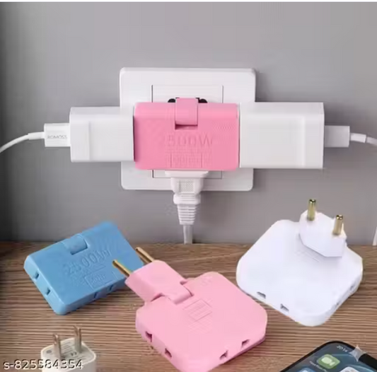 NAREVAL 3 in 1 Plug Adaptor – Foldable Multi Plug Mini Slim Wireless Outlet Adapter (Multicolor)