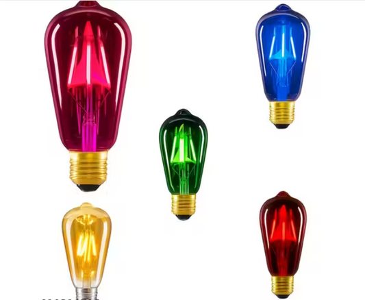 Multicolor LED 4 Watt Filament ST64 Light Bulb – E26 Base Decorative Bulb (Pack of 5)